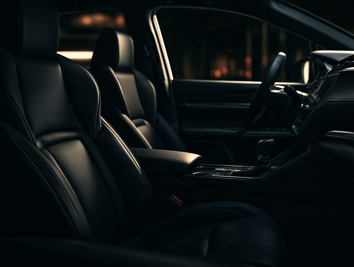 Detailed black leather interior